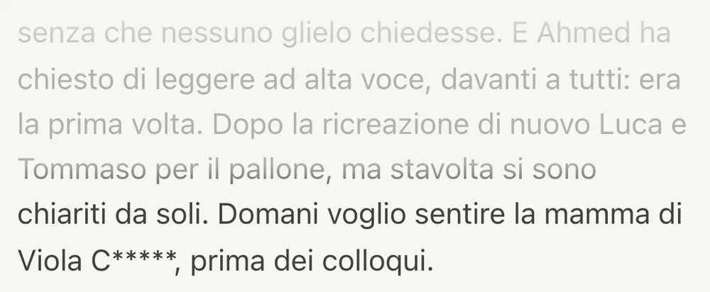 La fine di un racconto, parola per parola: «Domani voglio sentire la mamma di Viola C*****, prima dei colloqui.»