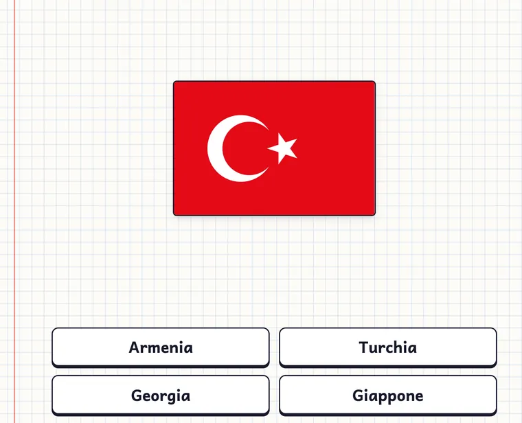Il gioco «Di chi è questa bandiera?»: la bandiera della Turchia e quattro risposte.
